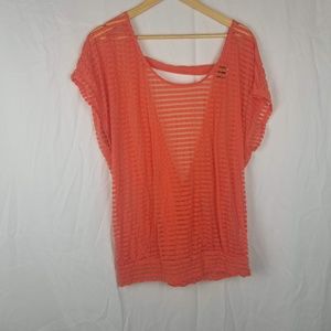Torrid Sheer Orange Cross Back Blouse Size 2